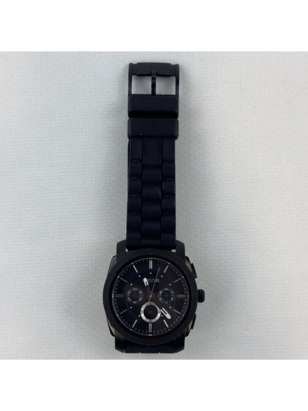 Fossil Mens Black Stainless Steel Chronograph Watch FS-4487 Silicone Strap - Picture 7 of 16